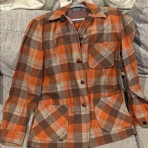 Pendleton Orange and Brown Plaid Jacket